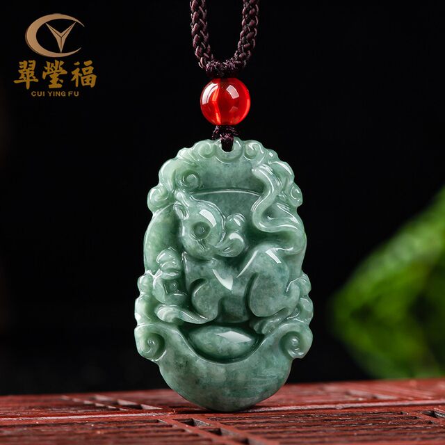 Cuiyingfu natural A-grade jadeite twelve zodiac signs rat, ox, tiger, rabbit, dragon, snake, horse, sheep, monkey, chicken, dog, pig jade pendant SX10