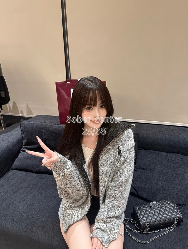 Sober Center 【Custom Color and Dye】 25Ss Jacquard Embroidered Cardigan Knitted Sweater Zipper Jacket for Women