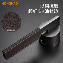 Genuine leather indoor bedroom door lock Nordic light luxury silent magnetic split door lock household handle door handle