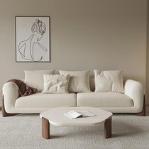 Nordic sofa small apartment log cream style white living room simple straight line fabric modern lamb velvet three-seat