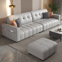 Cat scratch leather sofa living room 2023 new modern simple tofu block straight row deep seat wide piano key fabric sofa