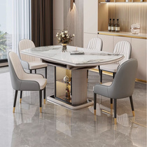 Cream style slate dining table square and round dual-purpose retractable round table for home small apartment modern simple light luxury dining table