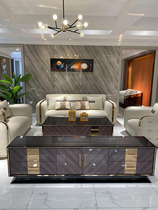 Light Lavish Real Leather Sofa Combo Living-room Rear Modern Minimalist Minima Manny Villa High-end Lavish Luxury Furniture