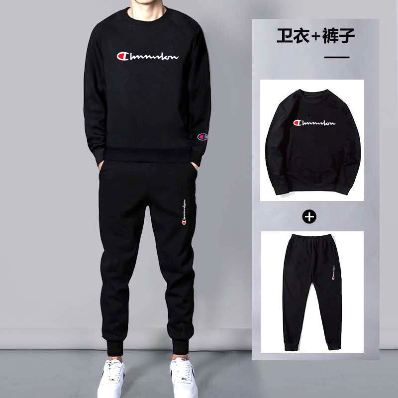 Cute Champion Trendy Brand Sportswear Two-Piece Set for Men, Autumn and Winter, Round Neck, Fleece-Lined, Thickened, Warm, Casual Sweatshirt and Sweatpants Cute Champion Trendy Brand Sportswear Two-Piece Set for Men, Autumn and Winter, Round Neck, Fleece-Lined, Thickened, Warm, Casual Sweatshirt and Sweatpants