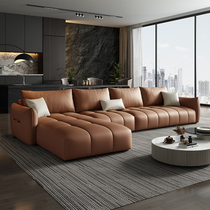 Italian minimalist cat-scratch leather sofa living room imperial concubine straight row large square meter simple modern fabric light luxury 2023 popular