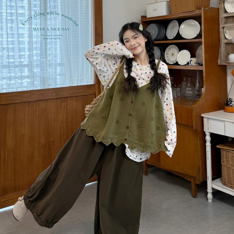 Fat Potato Plus Size Three-Dimensional Crochet Vest, Heavy Craftsmanship, Korean Style, Exquisite Knitted Vest, Sweater Vest