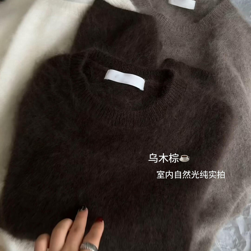 Highly Recommended! Women's Autumn New Soft and Cozy Pullover Knit Sweater in Ebony Brown Cashmere