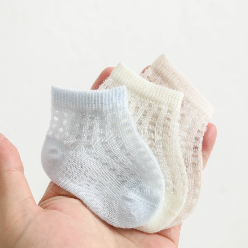 Pure Cotton Summer Newborn Baby Socks, Thin Summer Style for 0-3 Months, Unisex, Breathable Mesh That Doesn'T Constrict the Legs Pure Cotton Summer Newborn Baby Socks, Thin Summer Style for 0-3 Months, Unisex, Breathable Mesh That Doesn'T Constrict the Legs