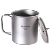 Tiartisan Накрытие на открытом воздухе наклонная ручка с наклонной кубкой с кофейной чашкой портативной здоровья титановой чашка