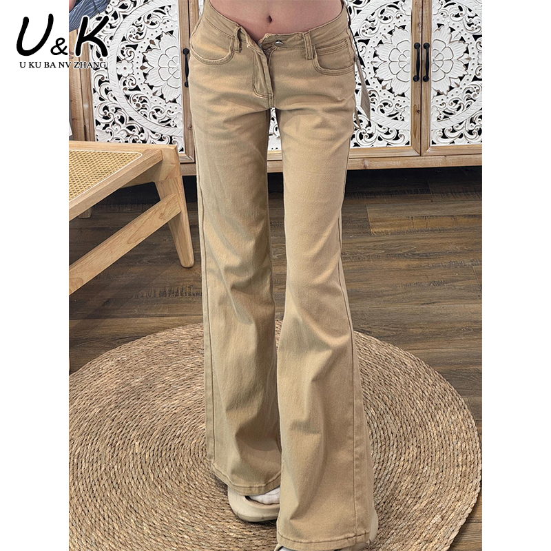 American Style Hot Girl Khaki Flared Jeans 2026 Autumn New Low-Waist Slimming Drapey Bootcut Pants American Style Hot Girl Khaki Flared Jeans 2026 Autumn New Low-Waist Slimming Drapey Bootcut Pants