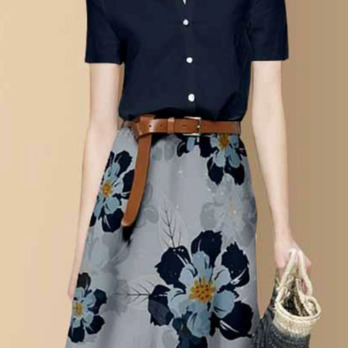 Шелковый комплект, футболка, юбка, французский стиль, изысканный стиль, коллекция 2022, короткий рукав, из хлопка и льна