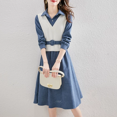 Брендовый осенний демисезонный модный комплект, платье