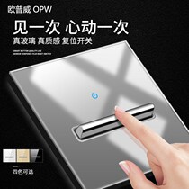 Bull switch socket 86 type shift lever reset shift lever switch panel Nordic tempered glass single open dual control USB