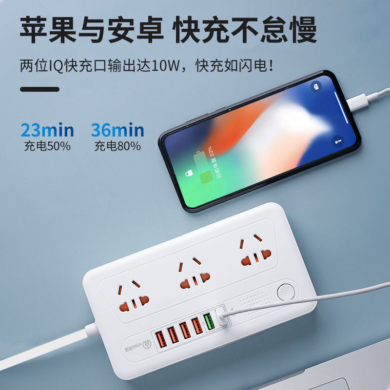 Bull Multifunction Socket USB Multi-Port Plugging Home Office Smart Band Wire Porous Pure Copper Tabletop Insert