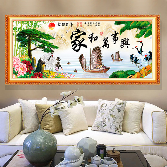 3D simulado marco falso pintura de paisaje pintura de año nuevo sala de estar sofá decoración de fondo pintor y Wanshixing etiqueta de la pared mural autoadhesivo