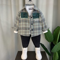 Han Van Boy Jacket Thin Suede Foreign Air Shirt Children Spring Autumn Winter Clothing Fashion Boy Baby Gush Jacket Outside