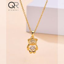 Non-fading titanium steel necklace 2024 new design cute zircon bear necklace womens light luxury niche clavicle chain