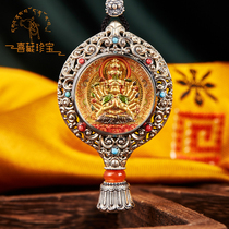 (Yangjinma Courtyard) 24k gold hand-painted purple polished gold thangka silver zodiac pendant live broadcast