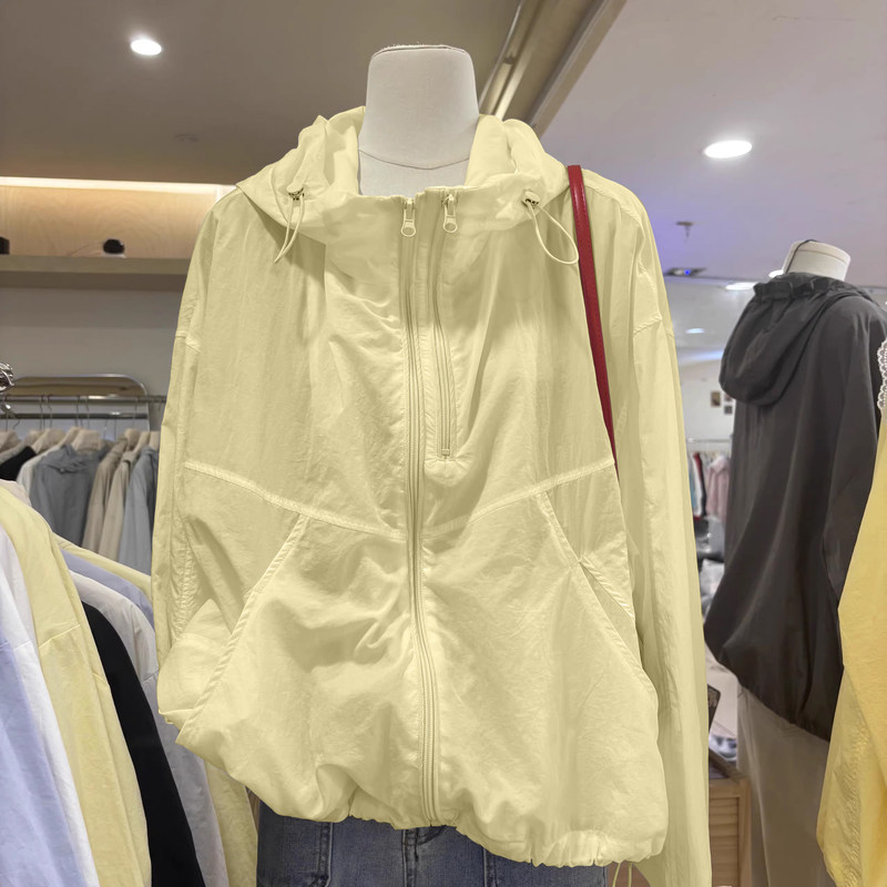 New Balance Lightweight Jacket for Women, Sun Protection Top, Summer New Loose Casual Style, Double Zipper, Single-Layer Thin Versatile Hooded Jacket