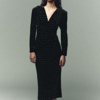 ZA same style 2025 winter new women's glossy beaded velvet midi dress 7969259 800