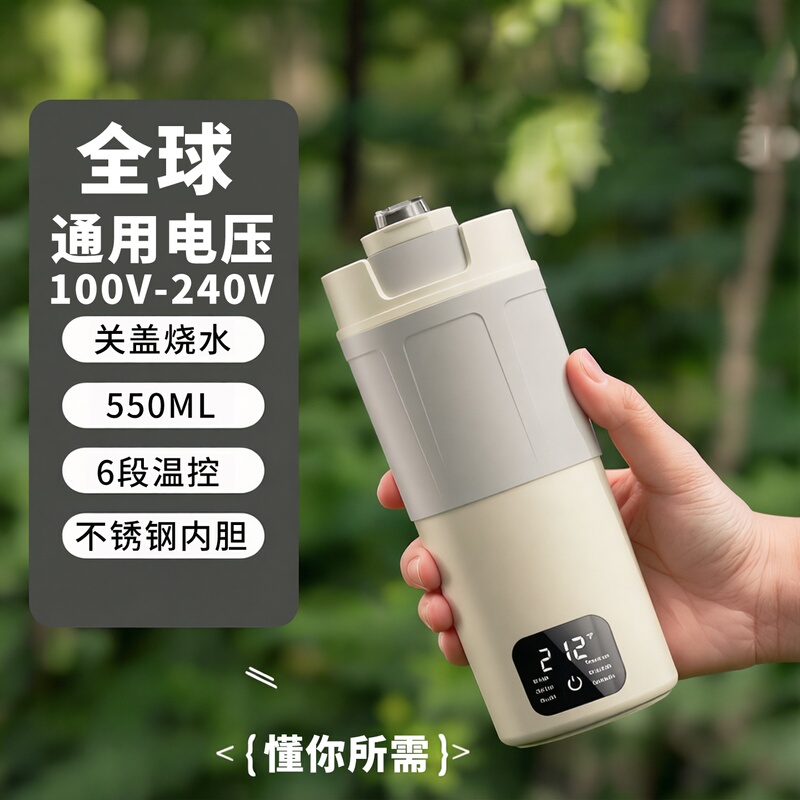 Global Travel 110V220 Portable Water Boiling Cup 550ml Electric Heating Cup Insulated Kettle Type-C Constant Temperature Global Travel 110V220 Portable Water Boiling Cup 550ml Electric Heating Cup Insulated Kettle Type-C Constant Temperature