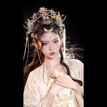 Hanfu headdress Luo Shen fairy ancient style Madonnas hair crown flower crown eyebrow center falling steps full set