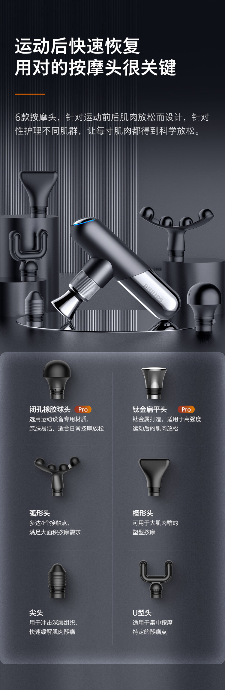 Массаж пушка 【直营】飞利浦迷你运动筋膜枪肌肉放松按摩器仪男女健身专业放松