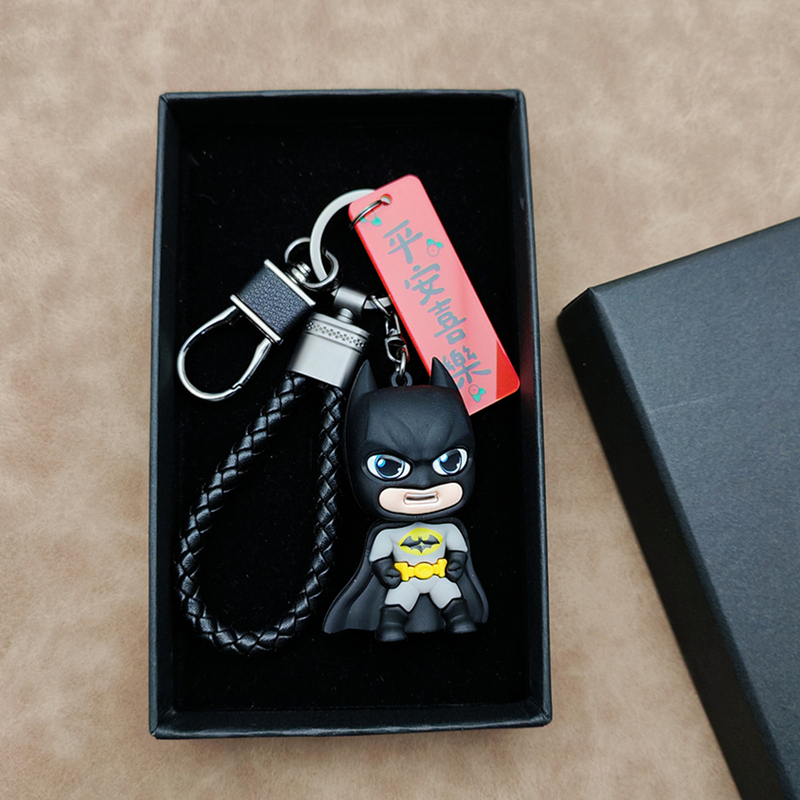 Cute Cartoon Batman Keychain Anime Superhero Doll Gift Car Key Chain Ring Backpack Pendant
