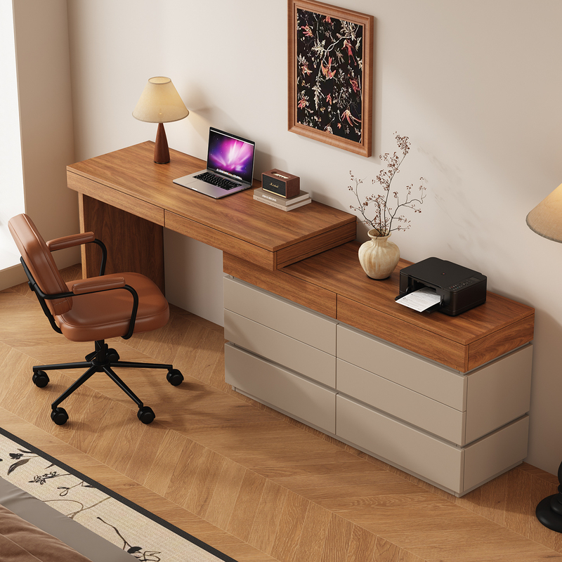 Used Rotating Desk with Integrated Dresser, Retractable Bedroom Study Corner L-Shaped Office Computer Desk Used Rotating Desk with Integrated Dresser, Retractable Bedroom Study Corner L-Shaped Office Computer Desk