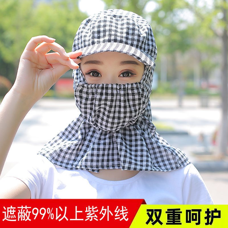 Men's and women's summer cycling hat work field cotton cloth long eaves sunshade neck protection breathable tea picking windproof dustproof sunscreen - Taobao