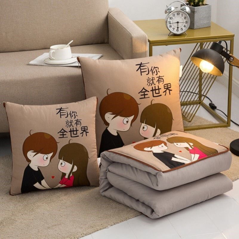 Cartoon pillow quilt dual-use car pillow net red sofa cushions pillows office lunch break air conditioners