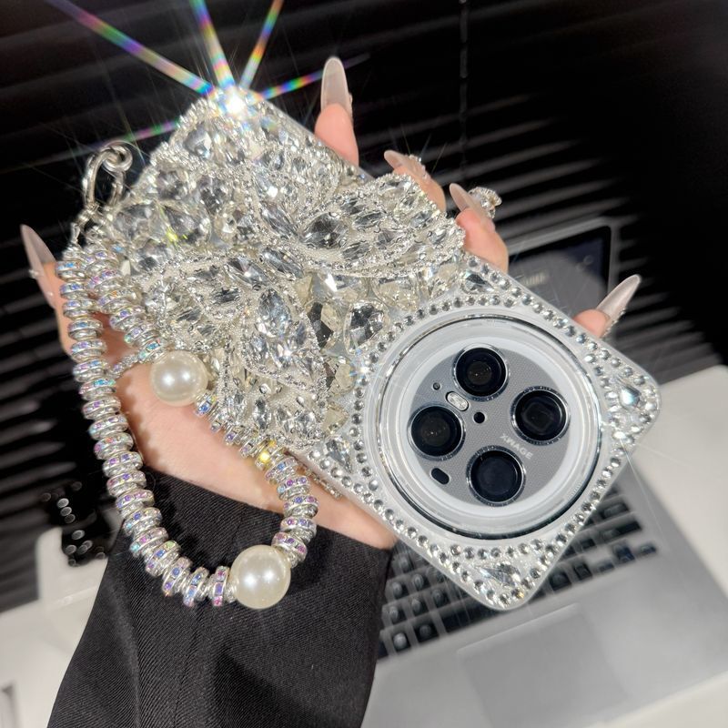 High-End Rhinestone Butterfly Stand Suitable for Oppo Find X9Pro Phone Case, Find X8 Protective Case, X6 Stylish and Unique Full-Cover Anti-Drop Bracelet, New Trendy Model