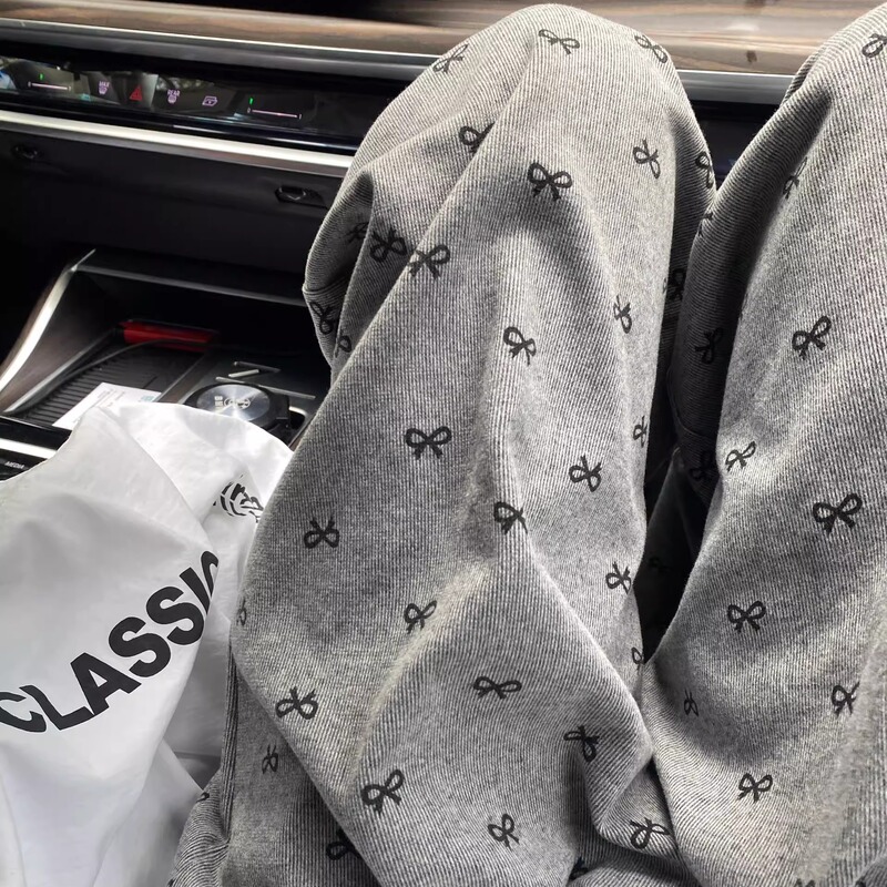 Bow-Tie Gray Walking Pants, Loose and Lazy Style Pants for Women, Summer Glutinous Rice Pants with Drapey Feel, Thin Casual Pants Bow-Tie Gray Walking Pants, Loose and Lazy Style Pants for Women, Summer Glutinous Rice Pants with Drapey Feel, Thin Casual Pants