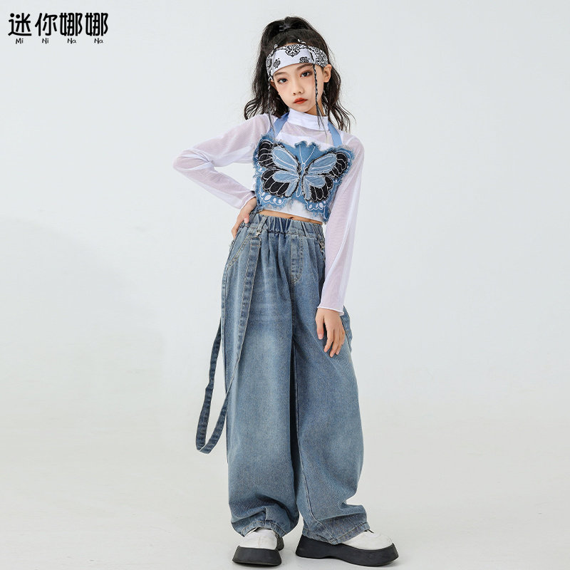 Jazz Dance Dress Trendy Butterfly Vest Suit Girl Dance Suit Girl Street Dance on New Year's Day to play Autumn-Taobao