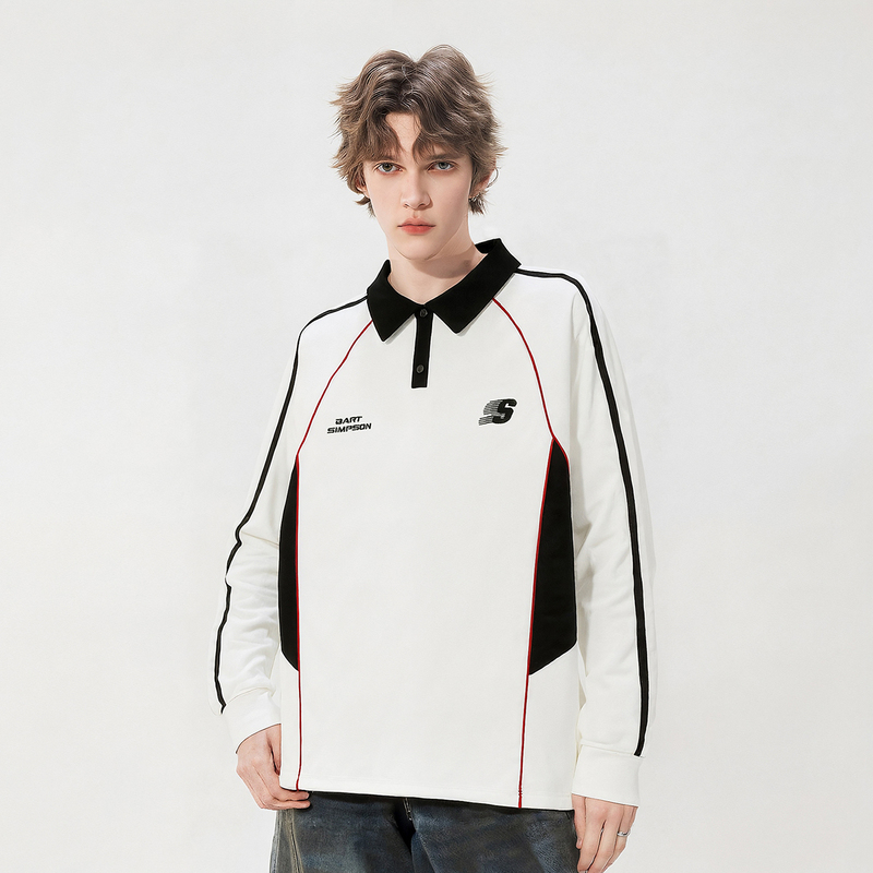 [Same Style as Chen Zhiyan] the Simpsons Men's Round-Neck Long-Sleeve Polo Shirt Spring Sweatshirt Couple T-Shirt with Collar