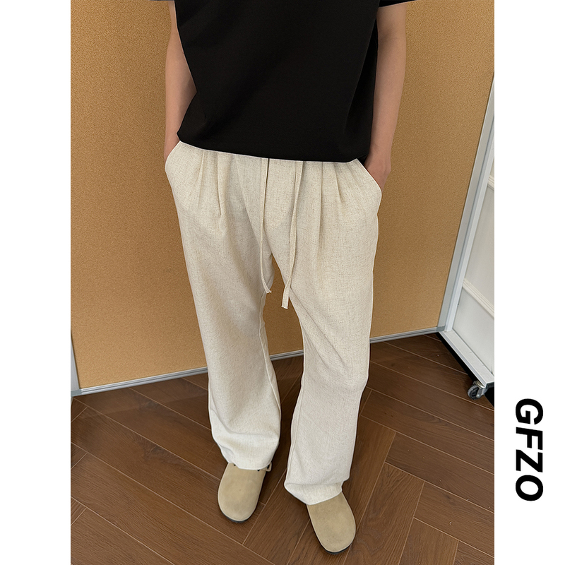 G501 Summer Ice Silk Linen Pants for Men, Loose Casual Versatile Old Money Style Linen Pants with a Relaxed Fit and Elastic Waist