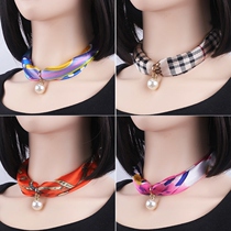 Summer scarf cover artifact covering tattoo stickers silk scarf jewelry ladies neck protection decoration small scarf