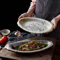 Bowls and plates selected fish plates household steamed fish plates Japanese ceramic creative large-size dishes restaurant commercial heat-resistant tableware