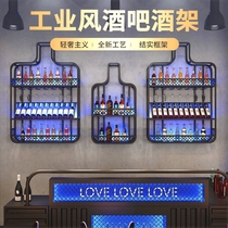 Bar bar wine cabinet wall-mounted restaurant rack creative wall wine display rack luminous iron wine rack