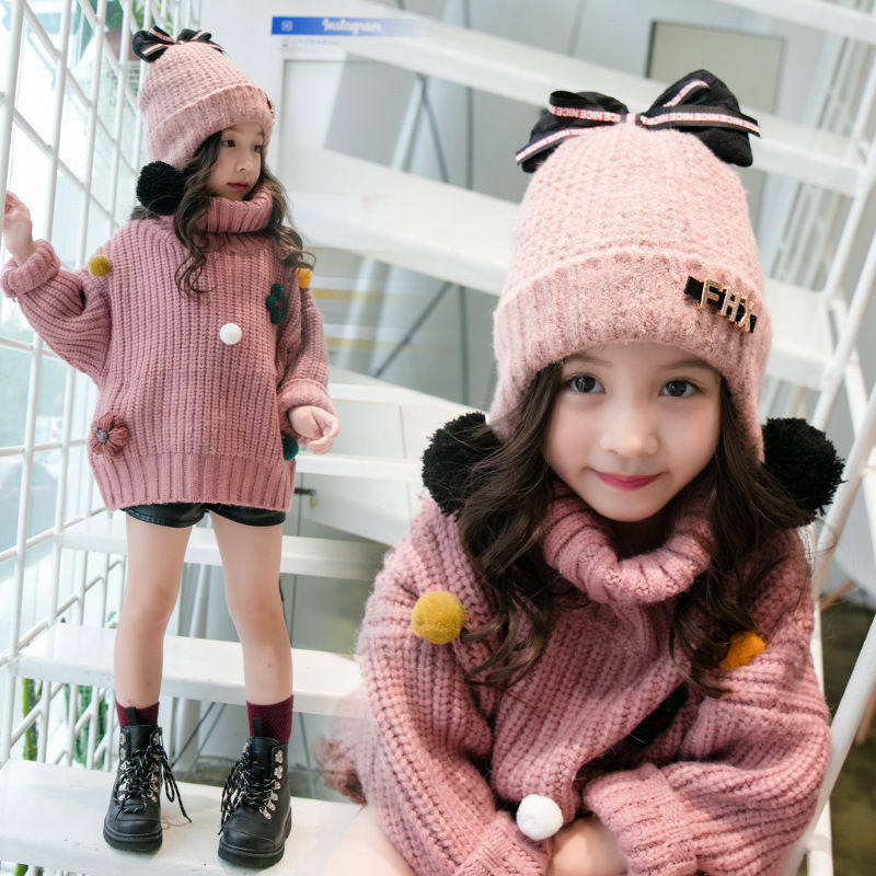 Girls hat 2021 new trendy autumn and winter thickened plus velvet warm princess wool hat baby child baby ear protection