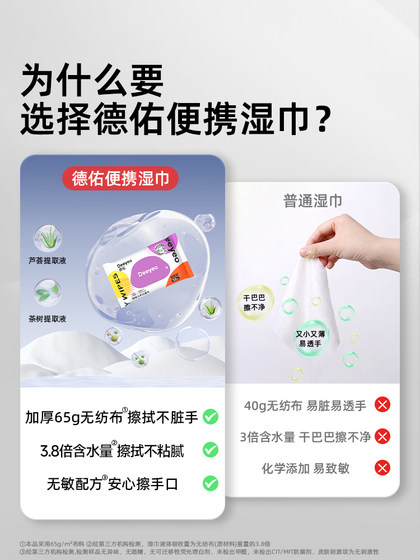 德佑婴儿湿巾小包便携湿巾纸学生专用新生婴儿手口宝宝湿纸巾20包