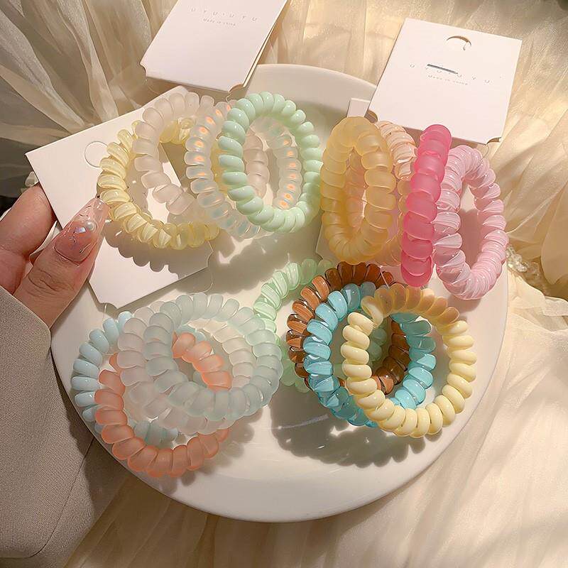 Korean ins candy color phone cord hair ring female net red no trace hair ring simple hair rope rubber band hair accessories - Taobao