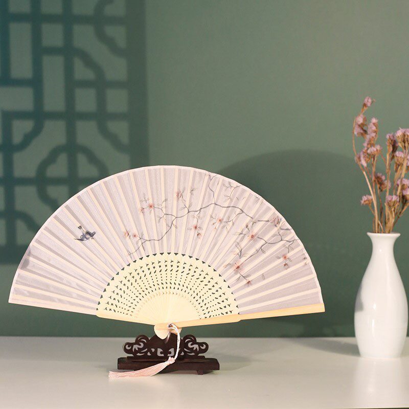 Retro Wind Fan Folding Fan China Wind Summer Suzhou Qipao Small Fan Hanfu Carry-on and Bamboo Folded