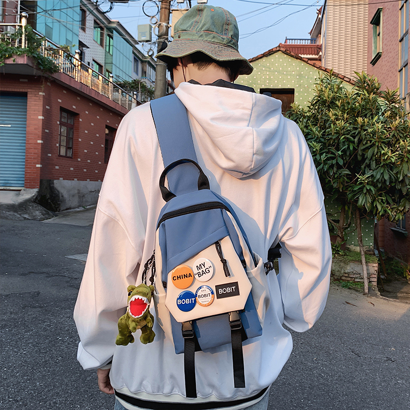 Crossbody Bag Men's Chest Bag ins Trendy Brand Sports Student Small Backpack Casual Japanese Style Student Shoulder Bag Crossbody Bag