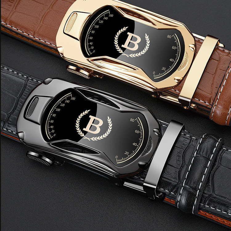 Odybird Belt Men's Genuine Leather Alloy Automatic Buckle Belt Luxury Brand High-End Business Belt Gift