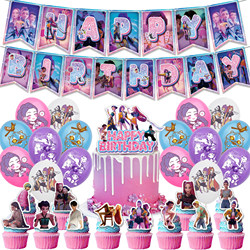 In-Stock Demon Hunters Themed Party Birthday Banner Decorations Kpop Demon Hunters Cake Topper Balloons