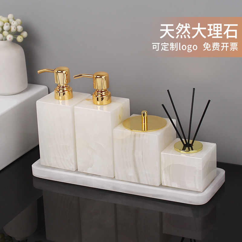 Marble Jade Light Luxury Bathroom Five-Piece Set Washbasin Tray High-End Bathroom Toothbrush Holder Model Room Marble Jade Light Luxury Bathroom Five-Piece Set Washbasin Tray High-End Bathroom Toothbrush Holder Model Room