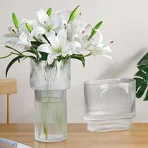 Nordic simple vertical pattern transparent glass vase living room bedroom flowers water culture table glass flower arrangement decorative ornaments