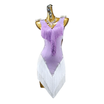 2024 new professional Latin dance competition clothing 14-year-old floral dress tassel dress senior dance performance solo