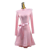 2024 New Pink Latin Dance Competition Wear Professional Dance Performance Outskirt Adult Samba Childrens Floral Costume Blackpool